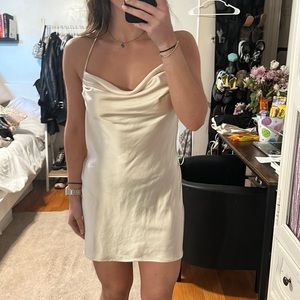Zara Cowel Necl satin slip dress